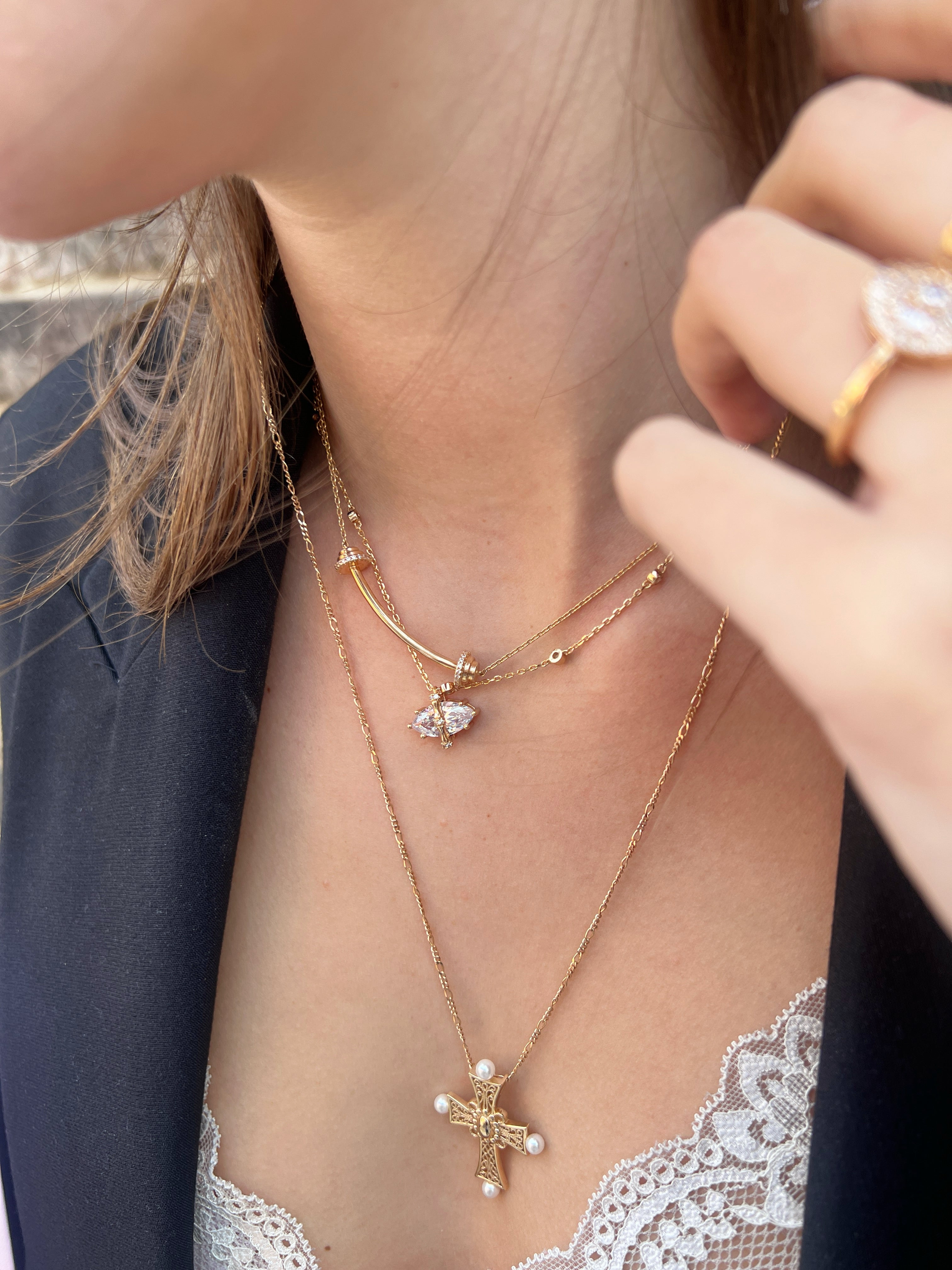 Marquise Bamboo Ring and Necklace