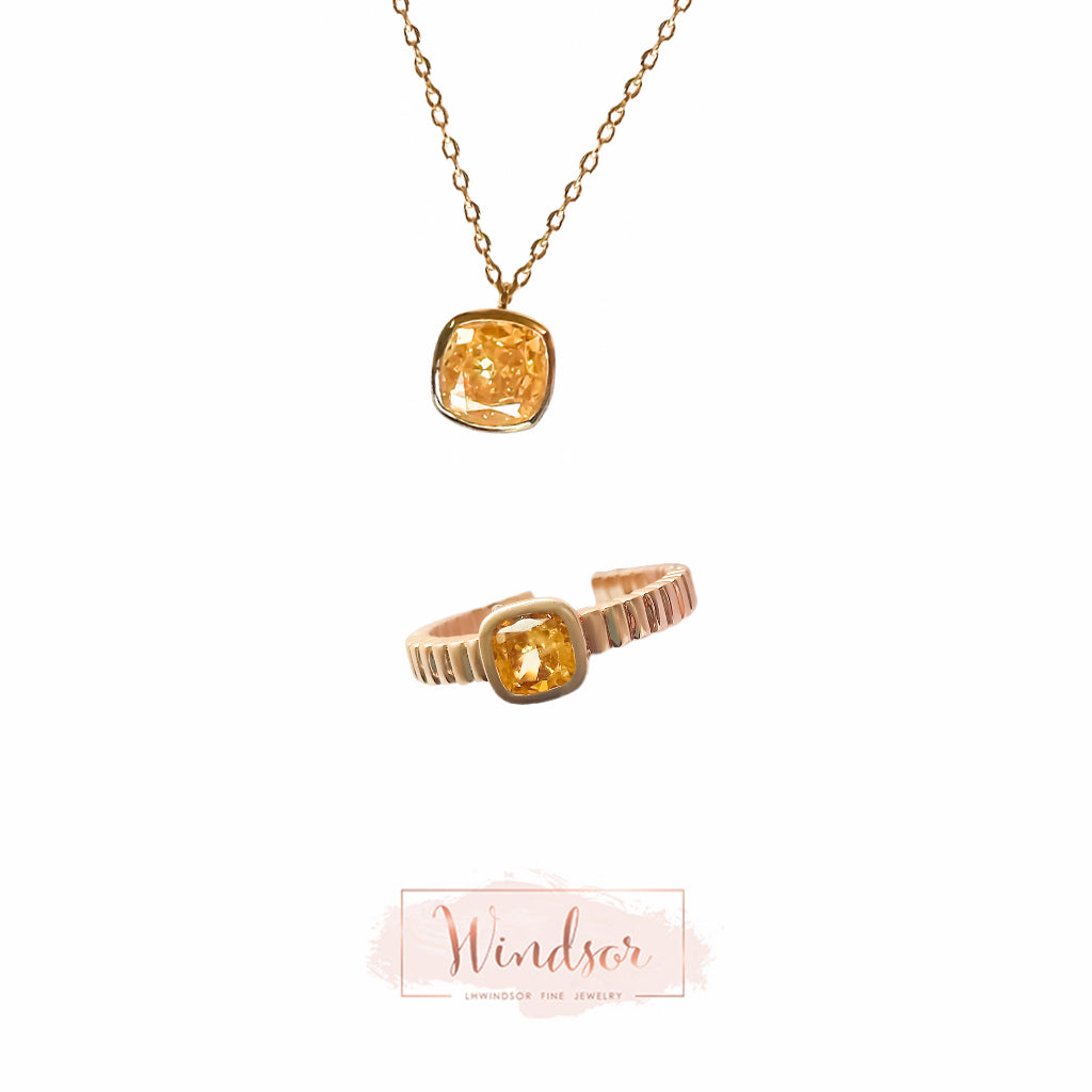 Lemon Square Necklace/ Ring