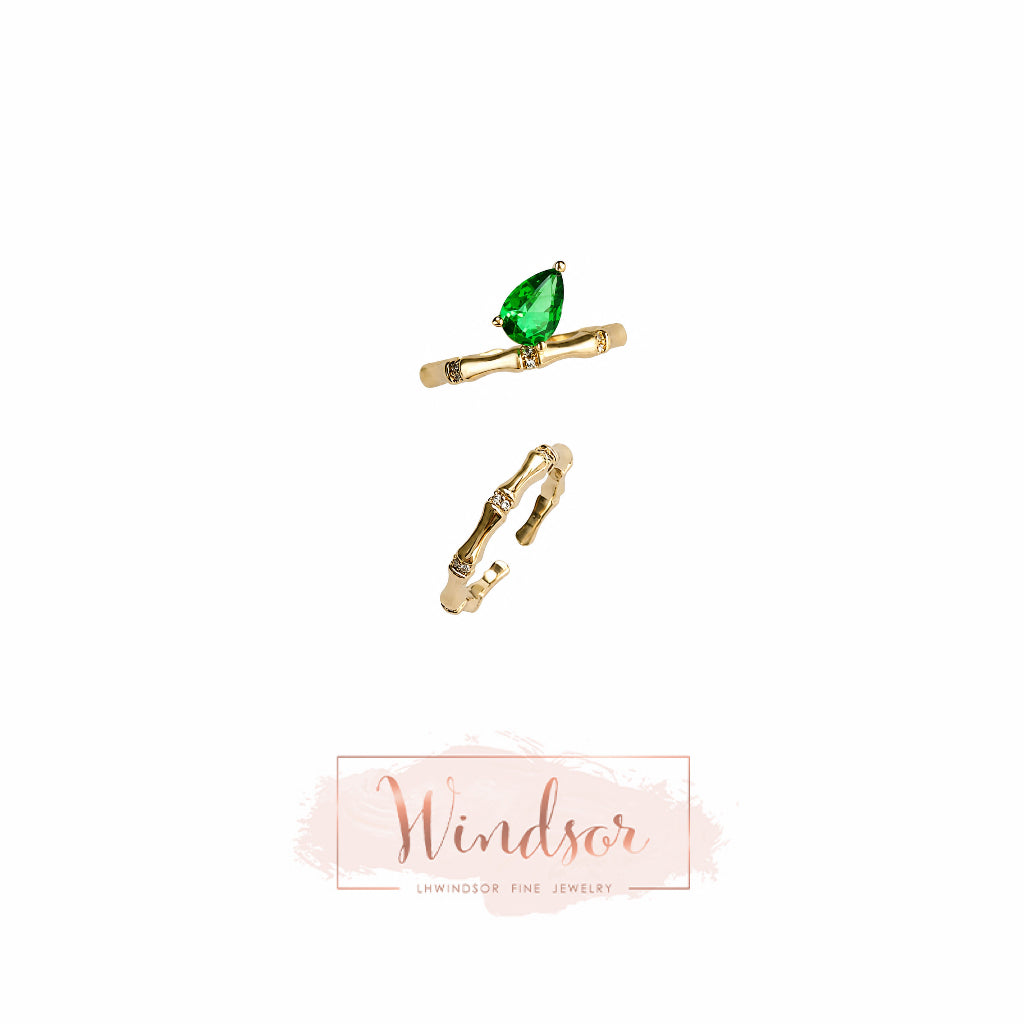 Bamboo Leaf Ring/ Earrings
